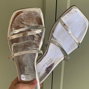 Tkees Silver Strappy Square-Toe Women’s Sandals